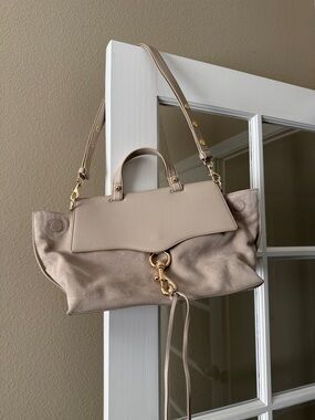 Rebecca Minkoff Taupe Leather Shoulder Bag with Gold Hardware
